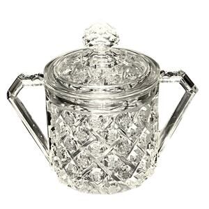 Cambridge Glass Cracker Jar Lid Handles Covered Cookie Candy Dish Clear Vintage